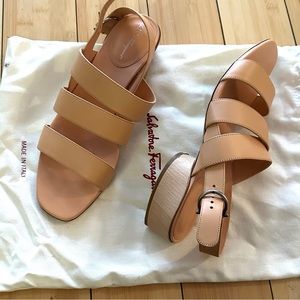 Ferragamo nude leather sandals